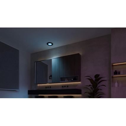 Philips - LED RGBW Himmennettävä kylpyhuoneen kattovalaisin Hue SLIM LED/8,3W/230V 2000-6500K IP44 musta