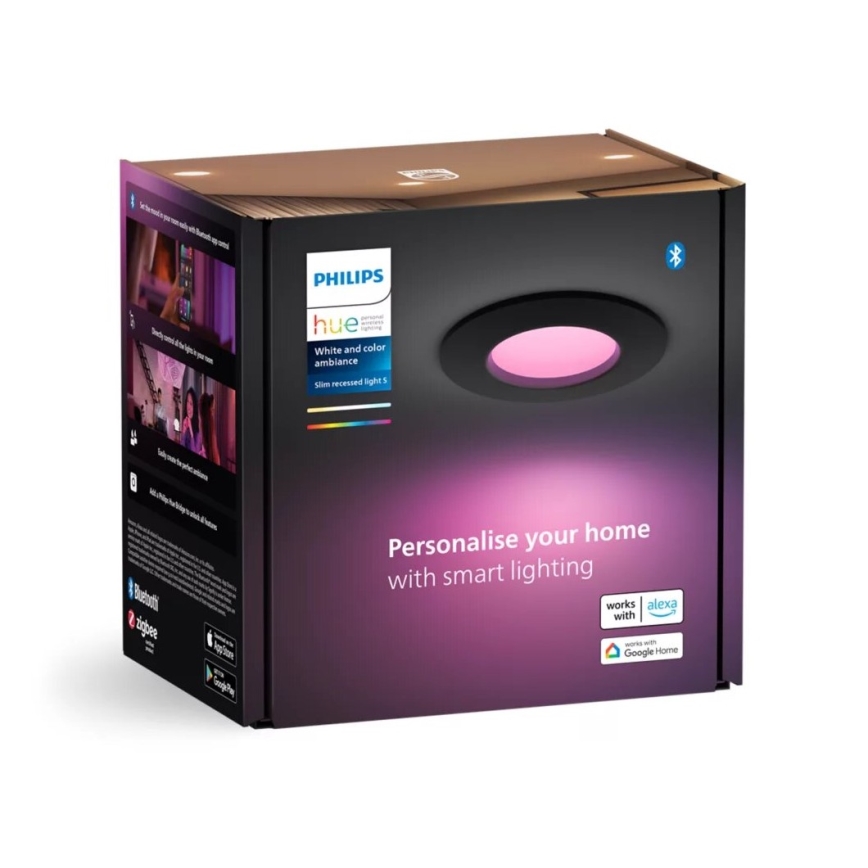 Philips - LED RGBW Himmennettävä kylpyhuoneen kattovalaisin Hue SLIM LED/8,3W/230V 2000-6500K IP44 musta