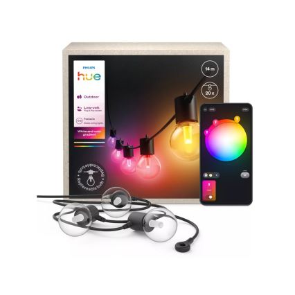 Philips - LED RGBW himmennettävä ulkovalosarja Hue FESTAVIA 20xLED 14m IP65