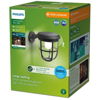 Philips - LED-seinäaurinkovalaisin anturilla RADII LED/1,3W/3,7V 3000K IP44