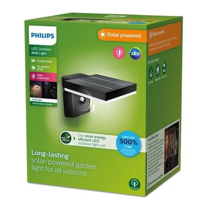 Philips - LED-seinäaurinkovalaisin anturilla ZONAL LED/1,3W/3,7V IP44