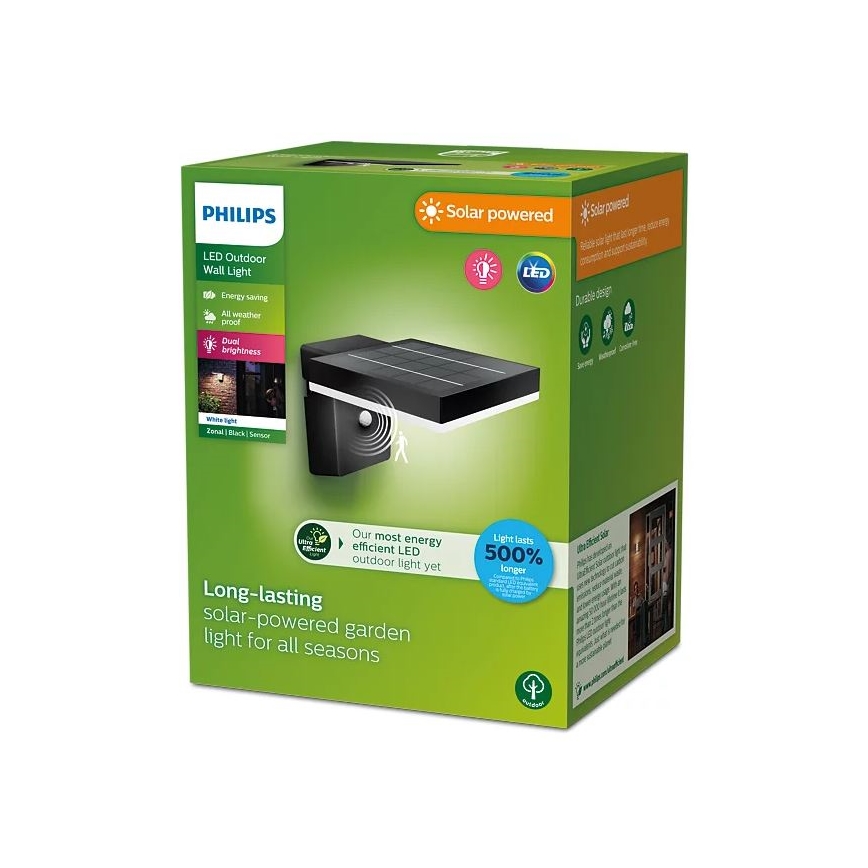 Philips - LED-seinäaurinkovalaisin anturilla ZONAL LED/1,3W/3,7V IP44