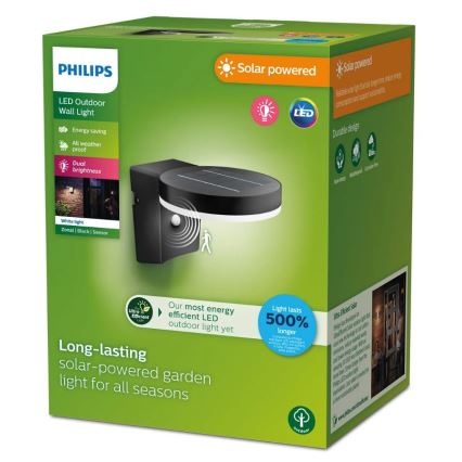 Philips - LED-seinäaurinkovalaisin anturilla ZONAL LED/1,3W/3,7V IP44