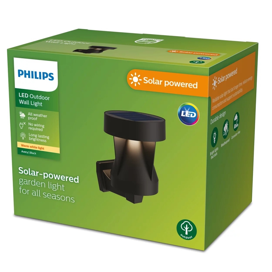 Philips - LED-seinäaurinkovalaisin AVERY LED/1,8W/3,7V 2700K IP44