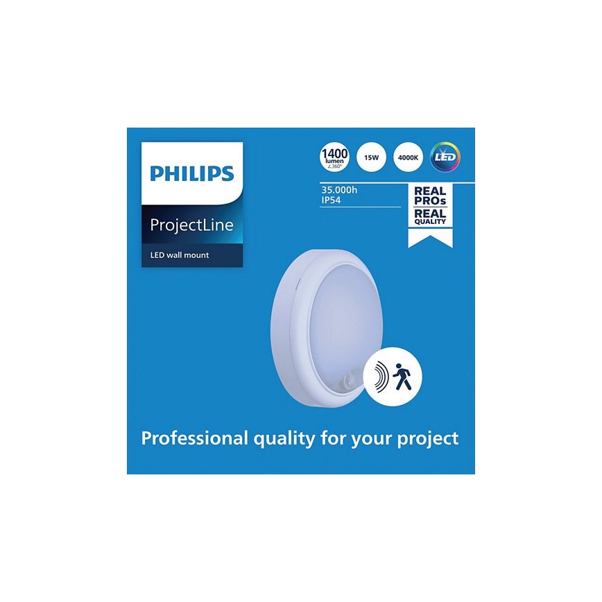 Philips - LED Seinävalo sensorilla PROJECTLINE LED/15W/230V IP54
