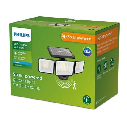 Philips - LED-seinävalonheitin aurinkokennolla NYSIL-anturilla 3xLED/8,7W/3,7V IP65