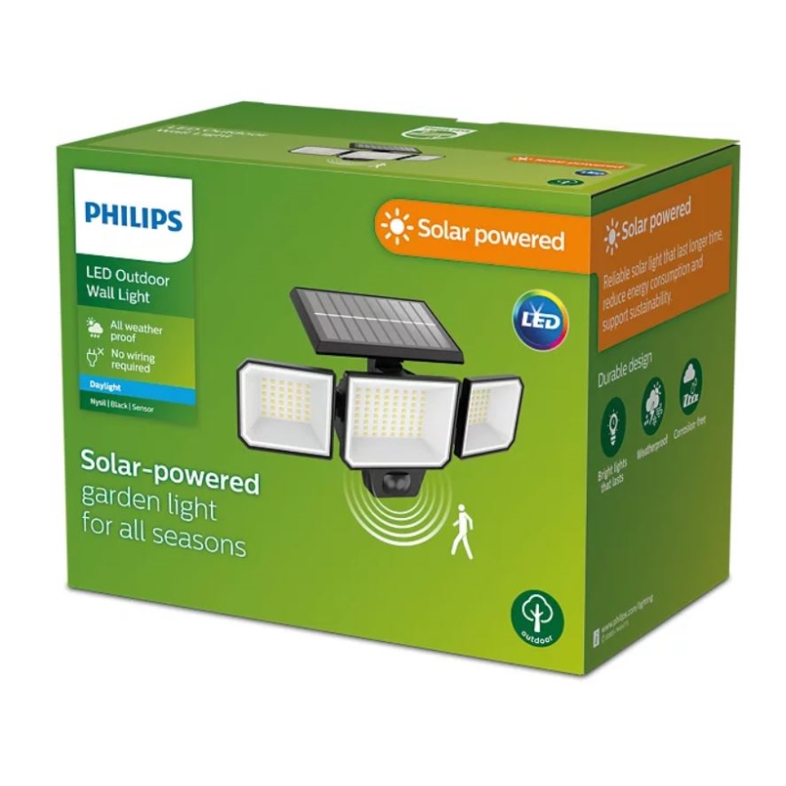 Philips - LED-seinävalonheitin aurinkokennolla NYSIL-anturilla 3xLED/8,7W/3,7V IP65