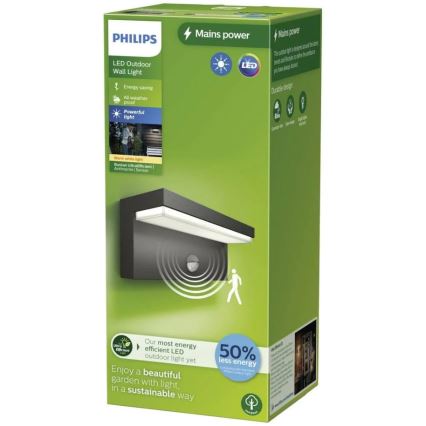 Philips - LED Ulkovalo anturilla BUSTAN LED/3,8W/230V 2700K IP44