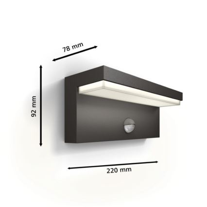 Philips - LED Ulkovalo anturilla BUSTAN LED/3,8W/230V 2700K IP44
