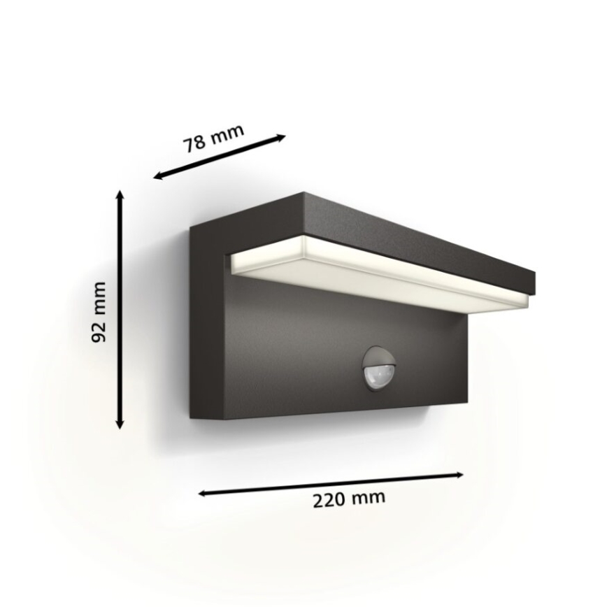Philips - LED Ulkovalo anturilla BUSTAN LED/3,8W/230V 2700K IP44