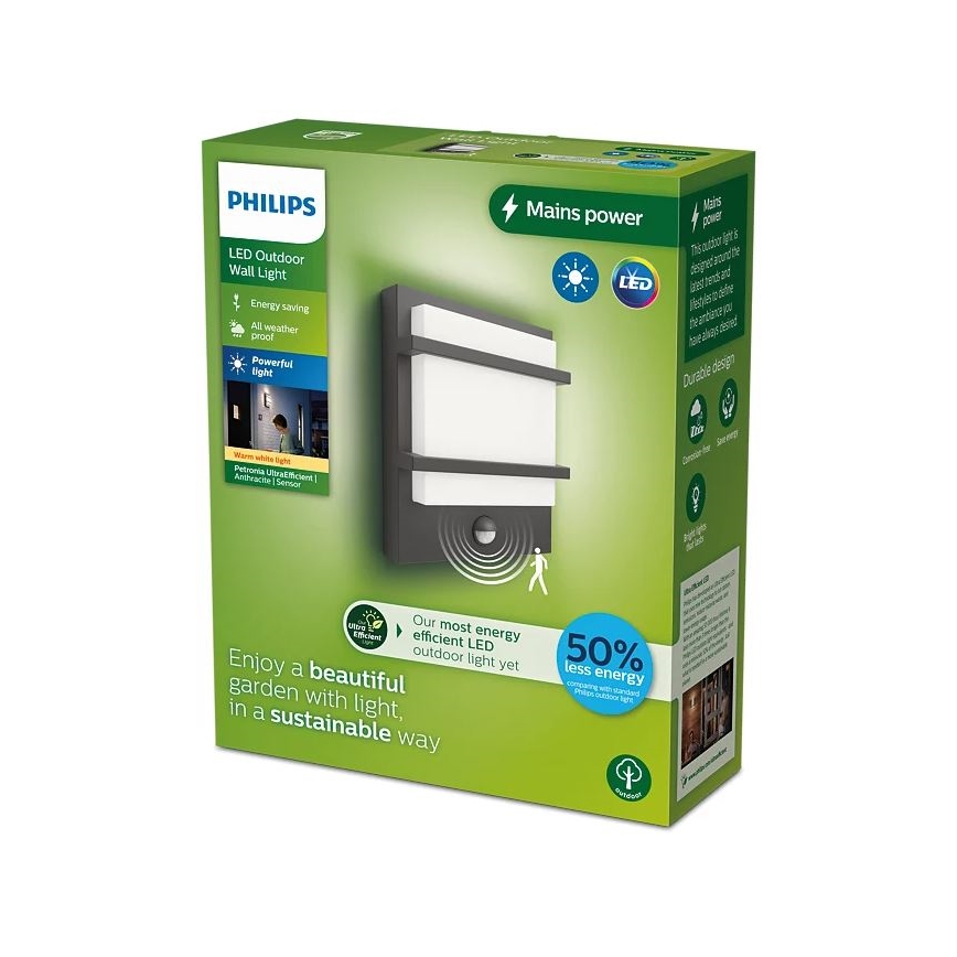 Philips - LED Ulkovalo anturilla PETRONIA LED/3,8W/230V IP44