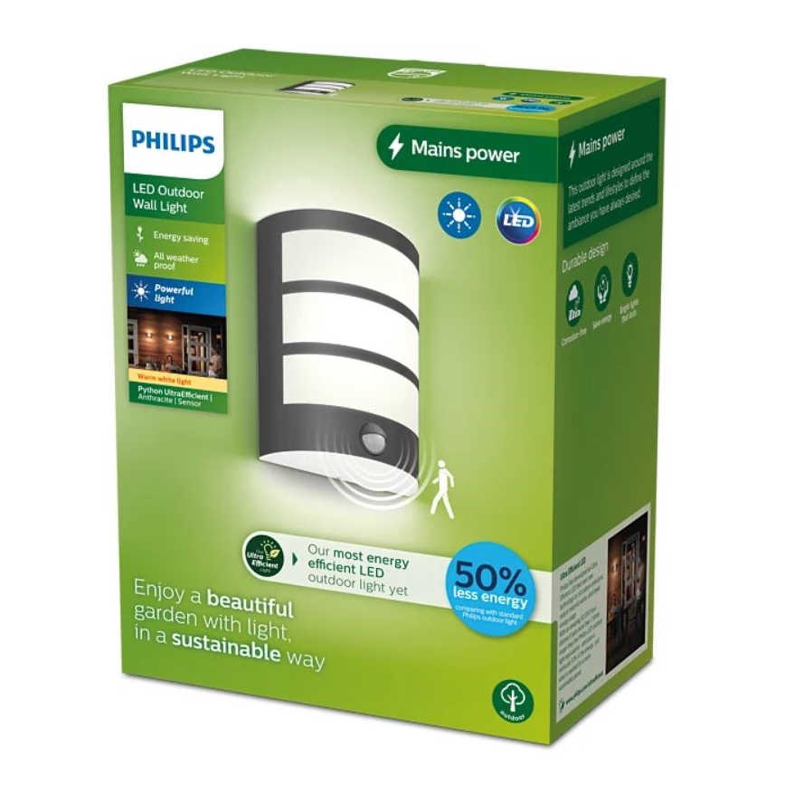 Philips - LED Ulkovalo anturilla PYTHON LED/3,8W/230V IP44