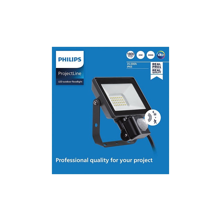 Philips - LED-ulkovalonheitin anturilla PROJECTLINE LED/20W/230V IP65 3000K