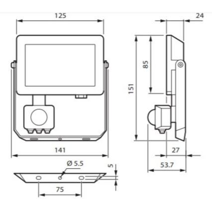 Philips - LED-valonheitin anturilla DECOFLOOD LED/20W/230V IP65