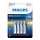 Philips LR03E4B/10 - 4 kpl Alkaliparisto AAA ULTRA ALKALINE 1,5V 1250mAh