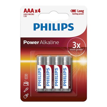 Philips LR03P4B/10 - 4 kpl Alkaliparisto AAA POWER ALKALINE 1,5V 1150mAh