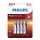 Philips LR03P4B/10 - 4 kpl Alkaliparisto AAA POWER ALKALINE 1,5V 1150mAh