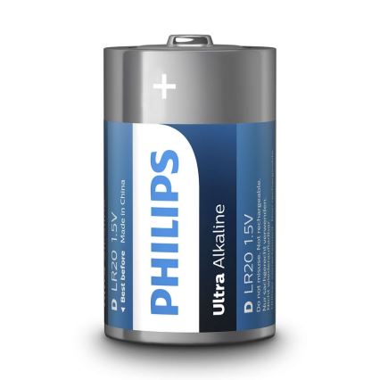 Philips LR20E2B/10 - 2 kpl Alkaliparisto D ULTRA ALKALINE 1,5V 15000mAh