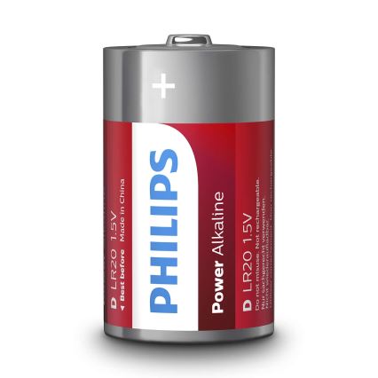 Philips LR20P2B/10 - 2 kpl Alkaliparisto D POWER ALKALINE 1,5V 14500mAh