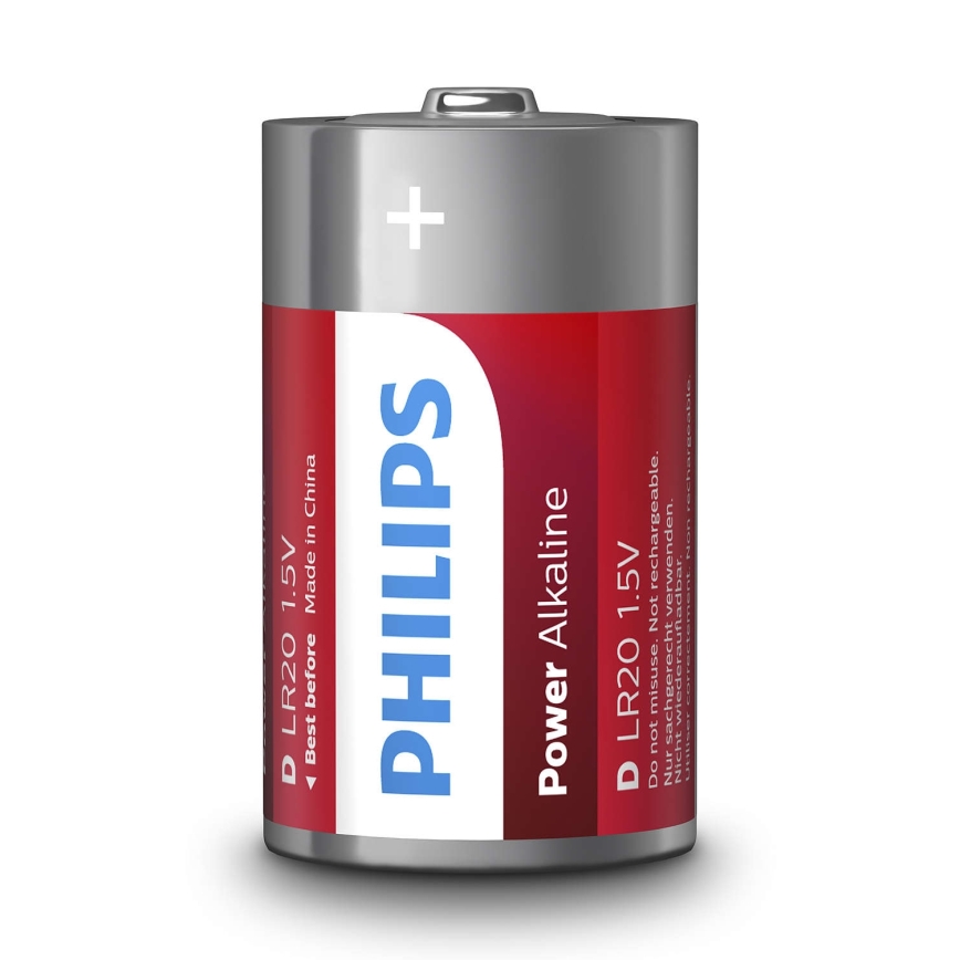 Philips LR20P2B/10 - 2 kpl Alkaliparisto D POWER ALKALINE 1,5V 14500mAh