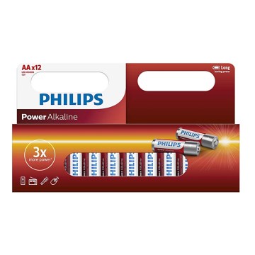 Philips LR6P12W/10 - 12 kpl Alkaliparisto AA POWER ALKALINE 1,5V 2600mAh