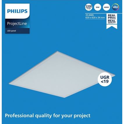 Philips - PROJECTLINE alakattoon asennettava LED-paneeli 36W/230V 62x62 cm