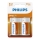 Philips R20L2B/10 - 2 kpl Sinkkikloridiakku D LONGLIFE 1,5V 5000mAh