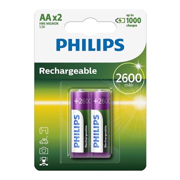 Philips R6B2A260/10 - 2 kpl Uudelleenladattava akku AA MULTILIFE NiMH/1,2V/2600 mAh