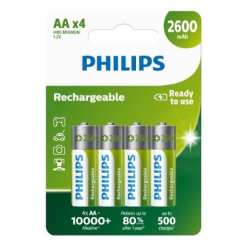 Philips R6B4B260/10 - 4 kpl Uudelleenladattava akku AA NiMH/1,2V/2600 mAh