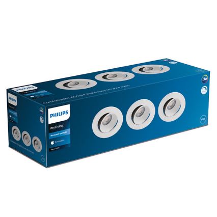 Philips - SET 3x LED Himmennettävä upotettava kylpyhuonevalaisin ABROSA LED/9W/230V IP44