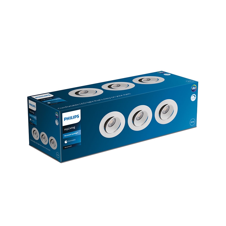 Philips - SET 3x LED Himmennettävä upotettava kylpyhuonevalaisin ABROSA LED/9W/230V IP44