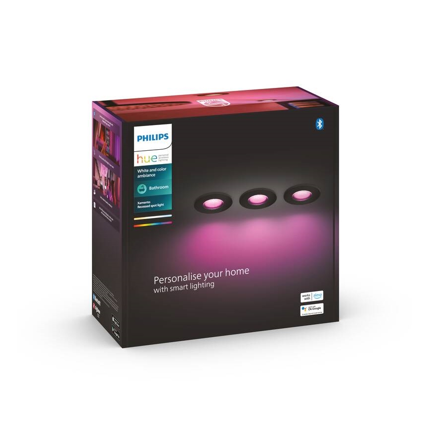 Philips -SET 3x LED RGBW Himmennettävä upotettu kylpyhuonevalaisin Sävy XAMENTO 1xGU10/5,7W/230V 2200-6500K IP44