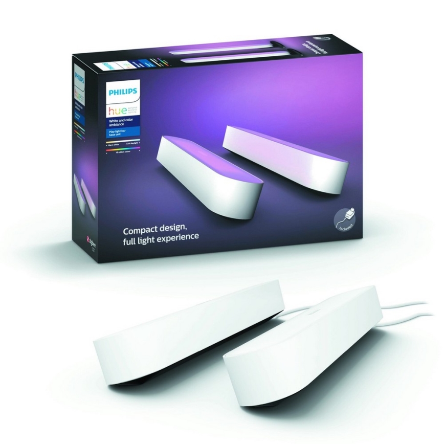 Philips - SETTI 2x LED RGB Himmennettävä pöytävalaisin Hue PLAY LED/6W/230V valkoinen