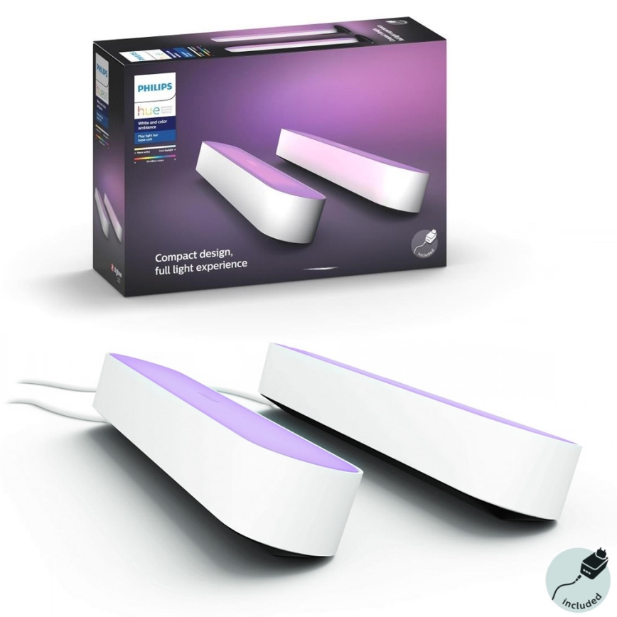 Philips - SETTI 2x LED RGB Himmennettävä pöytävalaisin Hue PLAY LED/6W/230V valkoinen