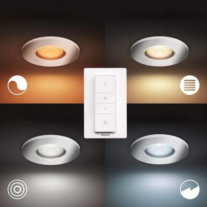 Philips - SETTI 3x Himmennettävä LED-valaisin kylpyhuoneeseen Hue ADORE 1xGU10/5W/230V IP44 + Kauko-ohjaus