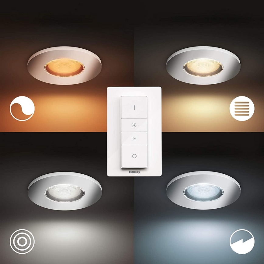 Philips - SETTI 3x Himmennettävä LED-valaisin kylpyhuoneeseen Hue ADORE 1xGU10/5W/230V IP44 + Kauko-ohjaus