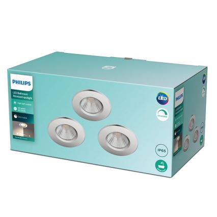 Philips - SETTI 3x Himmennettävä LED-valaisin kylpyhuoneeseen DIVE 1xLED/5,5W/230V IP65