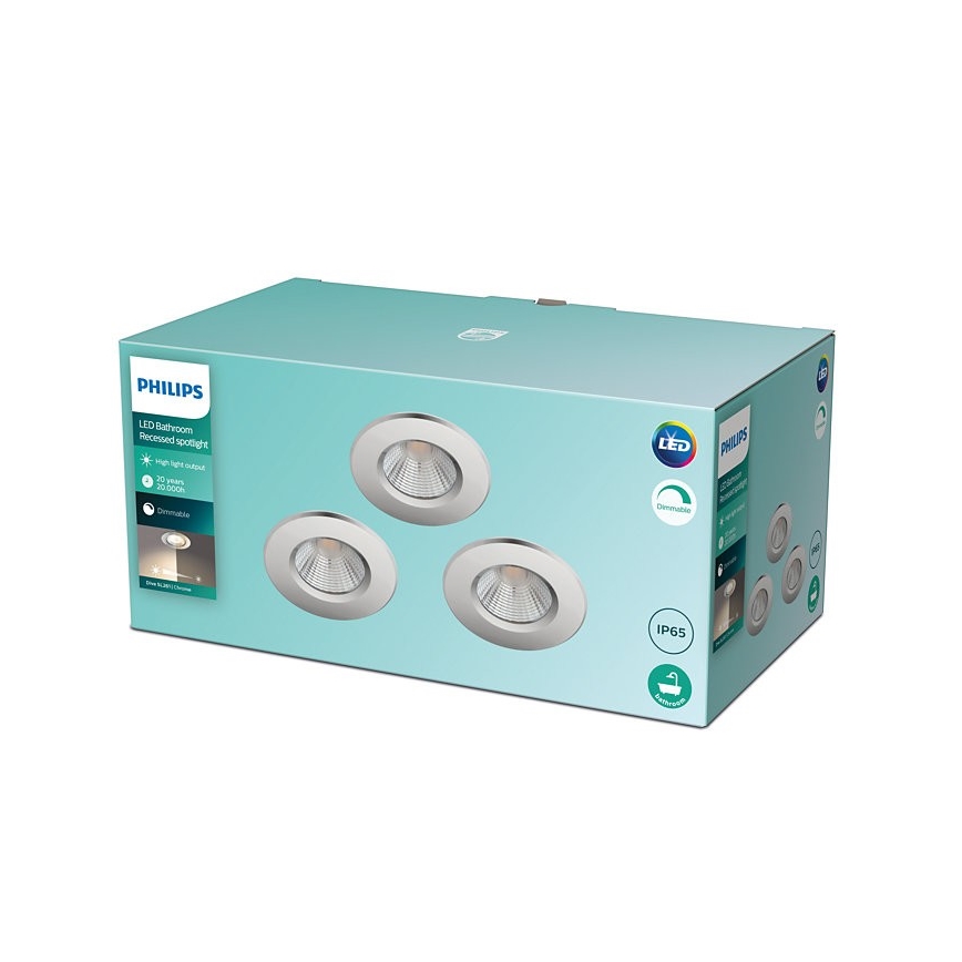 Philips - SETTI 3x Himmennettävä LED-valaisin kylpyhuoneeseen DIVE 1xLED/5,5W/230V IP65