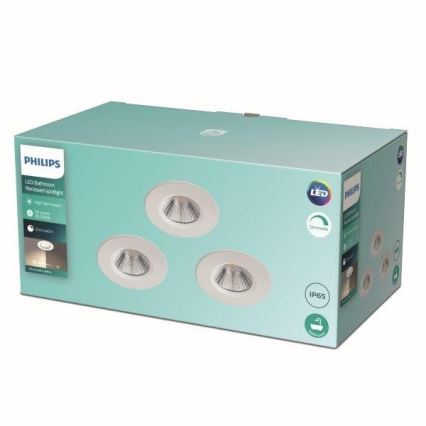 Philips - SETTI 3x Himmennettävä LED-valaisin kylpyhuoneeseen LED/5,5W/230V 2700K IP65