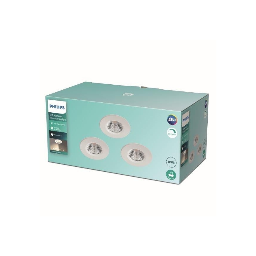Philips - SETTI 3x Himmennettävä LED-valaisin kylpyhuoneeseen LED/5,5W/230V 2700K IP65