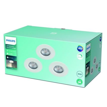 Philips - SETTI 3x Himmennettävä LED-valaisin kylpyhuoneeseen LED/5W/230V 2700K IP65