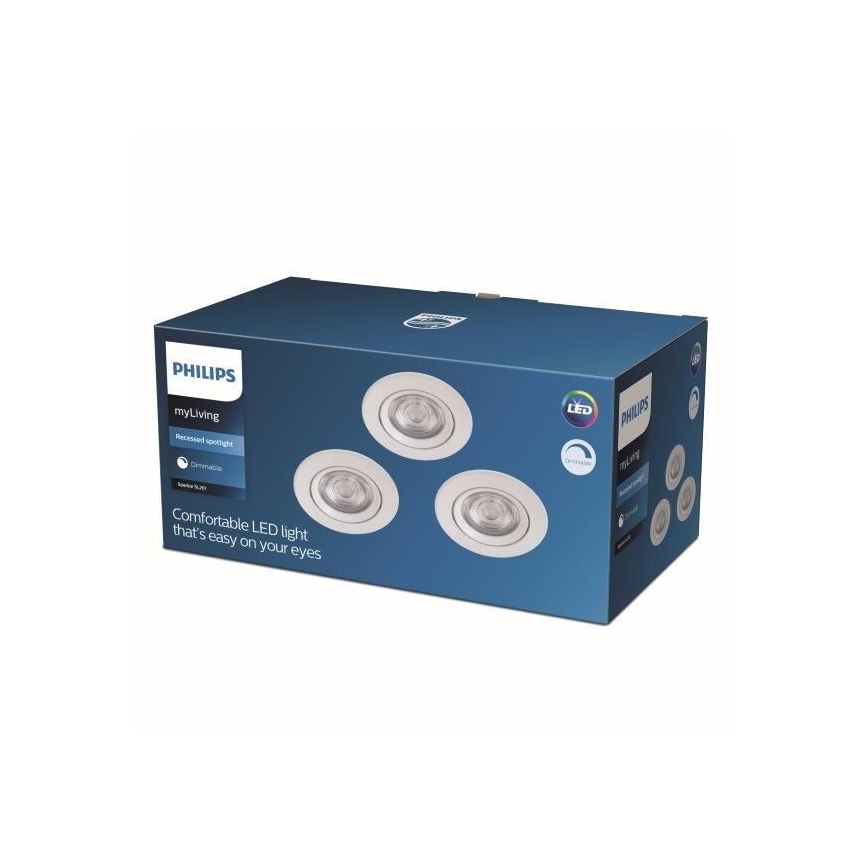 Philips - SETTI 3x Himmennettävä upotettava LED-kattovalaisin LED/5W/230V 2700K