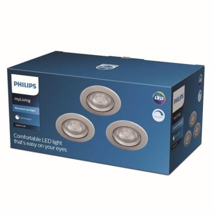 Philips - SETTI 3x Himmennettävä upotettava LED-kattovalaisin LED/5W/230V 2700K