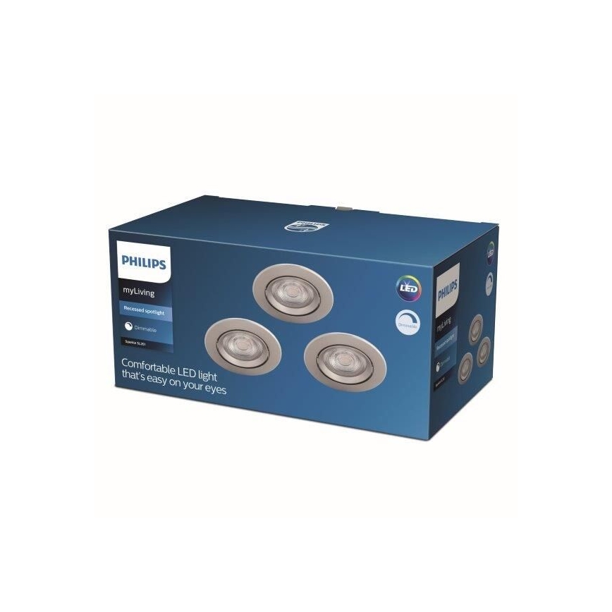 Philips - SETTI 3x Himmennettävä upotettava LED-kattovalaisin LED/5W/230V 2700K