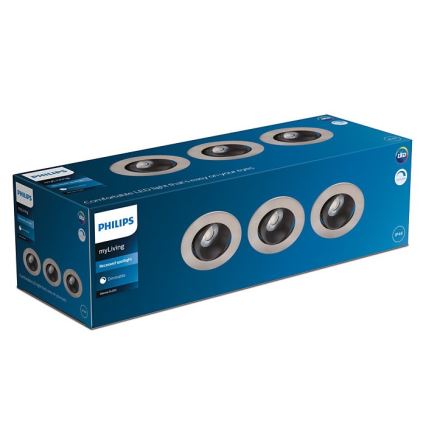 Philips - SETTI 3x LED Himmennettävä kylpyhuoneen upotettava valo ABROSA LED/9W/230V IP44