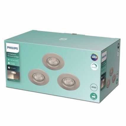 Philips - SETTI 3x LED Himmennettävä kylpyhuoneen valo LED/5W/230V 2,700K IP65