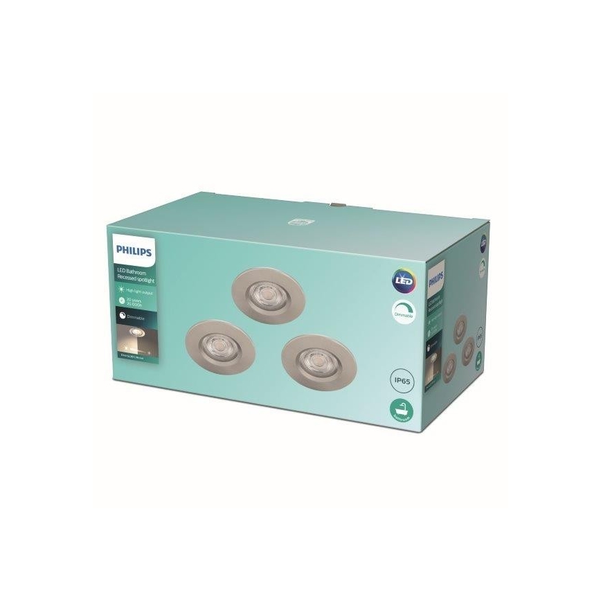 Philips - SETTI 3x LED Himmennettävä kylpyhuoneen valo LED/5W/230V 2,700K IP65