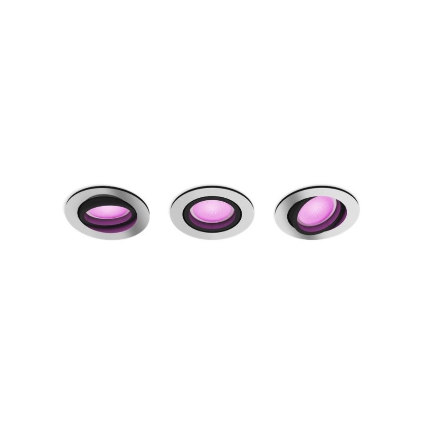 Philips -  SETTI 3x LED RGB Himmennettävä upotettava valo Hue CENTURA 1xGU10/5,7W/230V 2000-6500K
