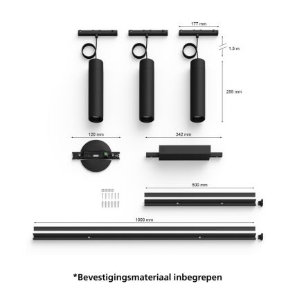 Philips - SETTI 3x LED RGBW Himmennettävä kattokruuu johdossa kiskojärjestelmään Hue PERIFO LED/15,6W/230V 2000-6500K
