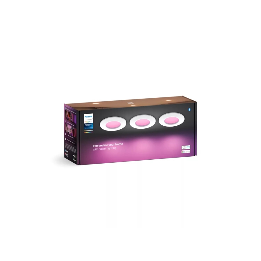 Philips - SETTI 3x LED RGBW Himmennettävä kylpyhuoneen kattovalaisin Hue SLIM LED/8,3W/230V IP44 2000-6500K